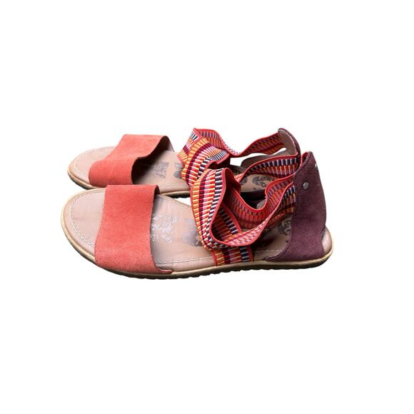 Sorel Woven Boho Strappy Crisscross Orange Zing Slip on Sandals - 8.5 - Picture 2 of 9